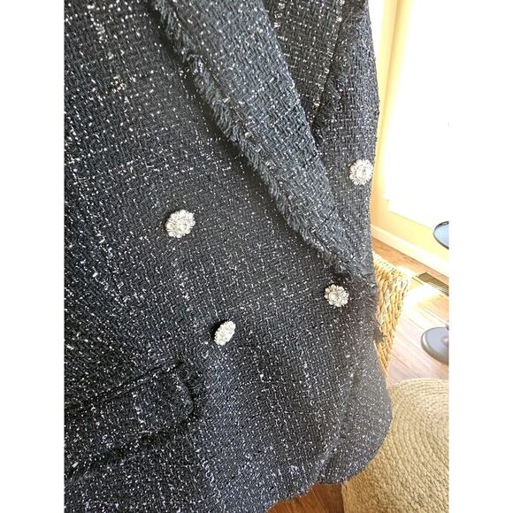 Talbots Metallic Black Fringe Tweed Blazer Women's Size 18WP NWT Career Party - Picture 8 of 16